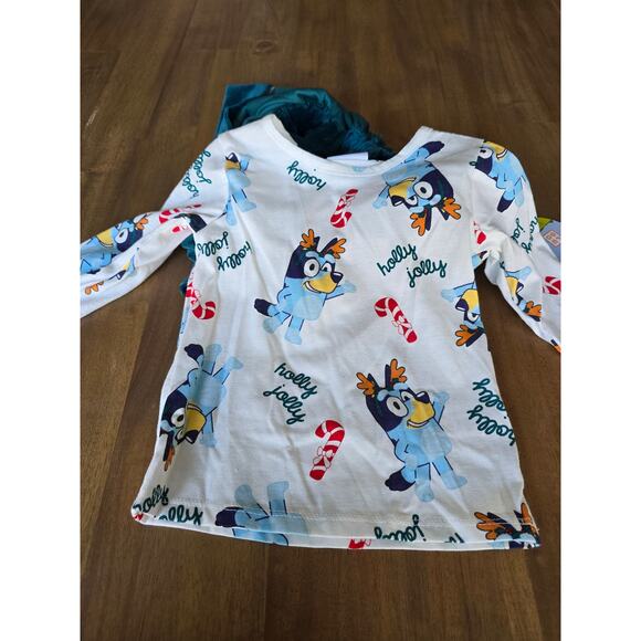 Toddler Girls' Bluey Christmas 2pc Long Sleeve Top and Skirtall Set - Green 2T - Picture 3 of 9